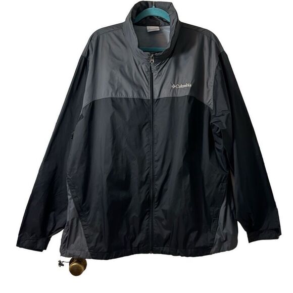 Columbia black & gray packable windbreaker zip  pockets hood inside collar 1X - Picture 1 of 11